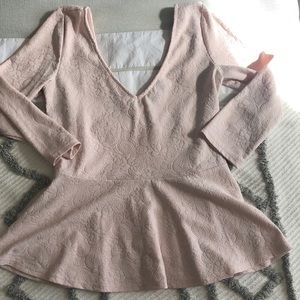 Forever 21 | ballet pink 3/4 sleeve peplum top